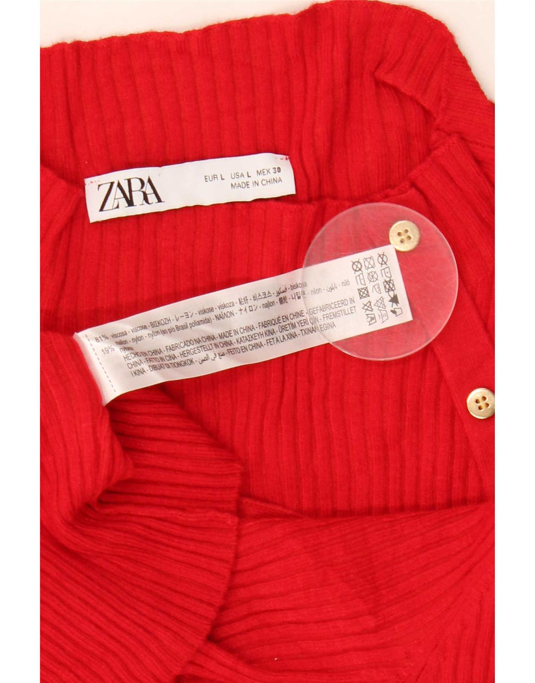Maglione maglione a collo alto da donna Zara UK 14 grande viscosa rossa