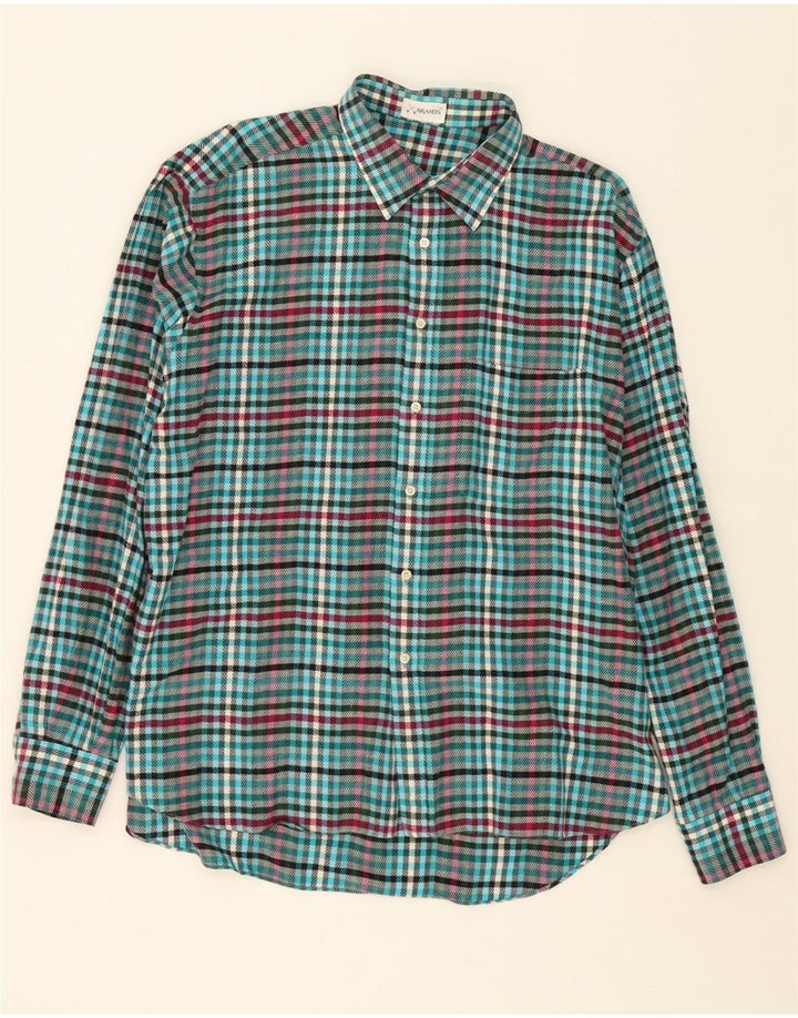 ARAMIS Mens Flannel Shirt XL Turquoise Check Cotton Vintage Aramis and Second-Hand Aramis from Messina Hembry 