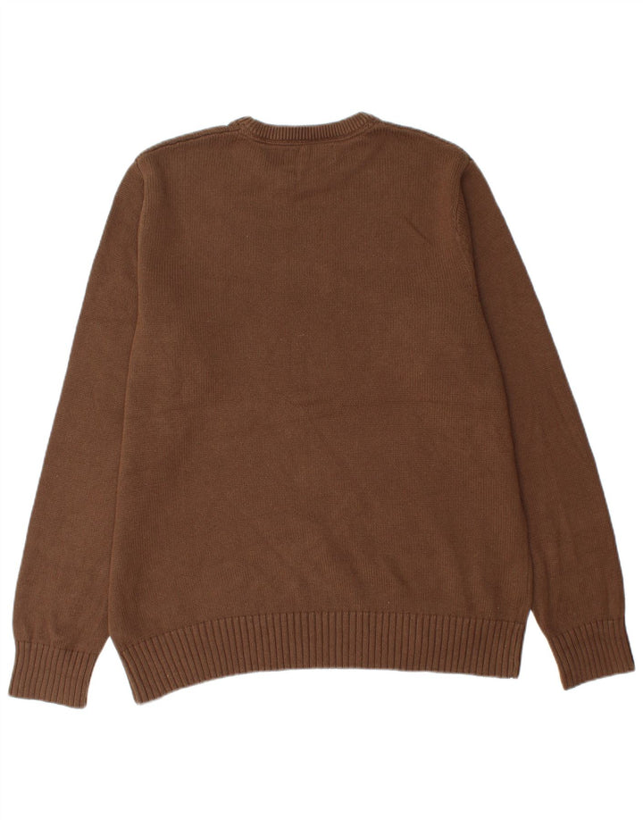 Maglione maglione girocollo da uomo Eddie Bauer grande cotone marrone