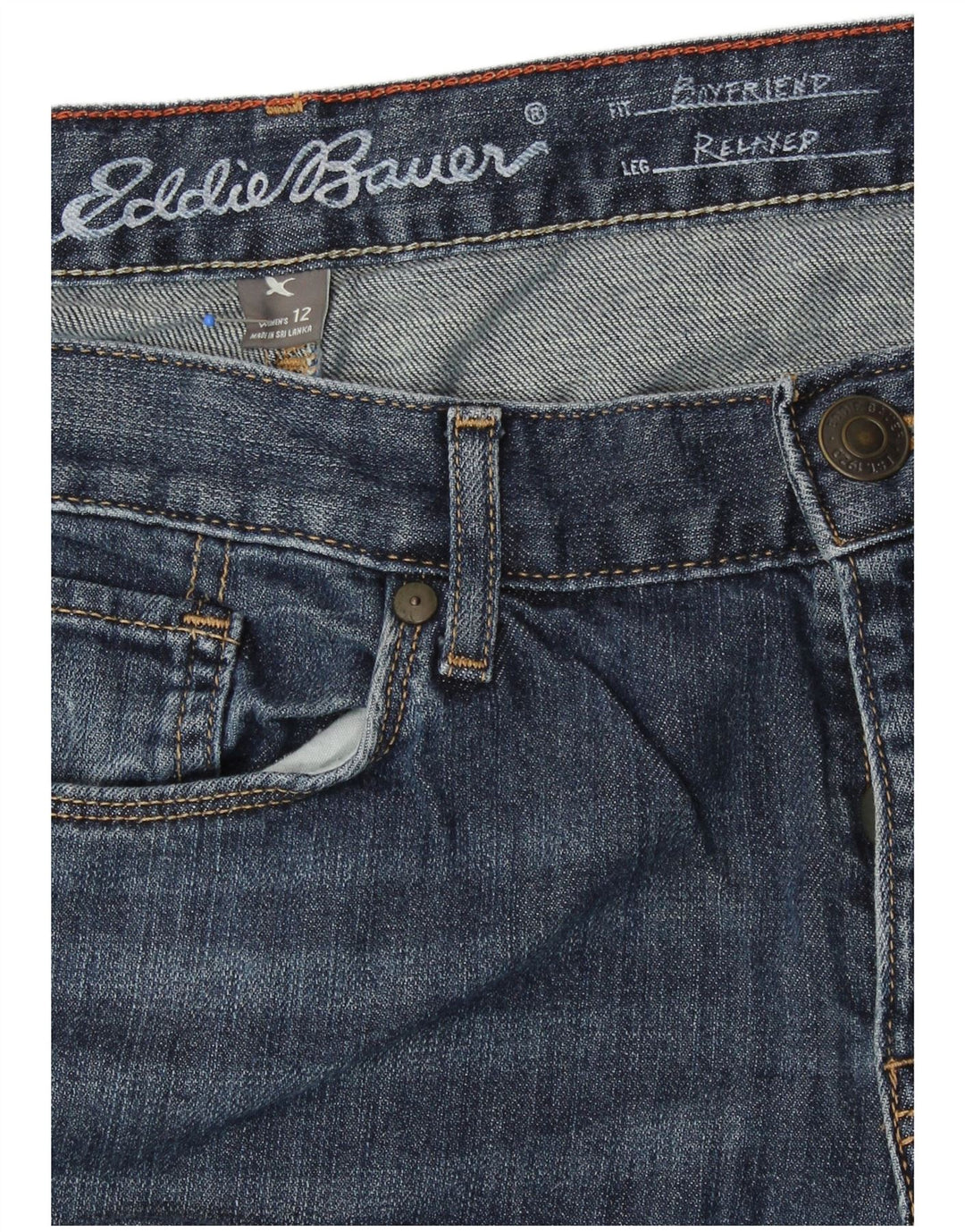 Eddie Bauer Jeans Boyfriend affusolati da donna US 12 Large W34 L30 Cotone blu