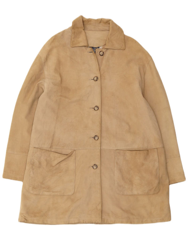 Soprabito da donna in pelle scamosciata VINTAGE IT 46 Large in pelle beige