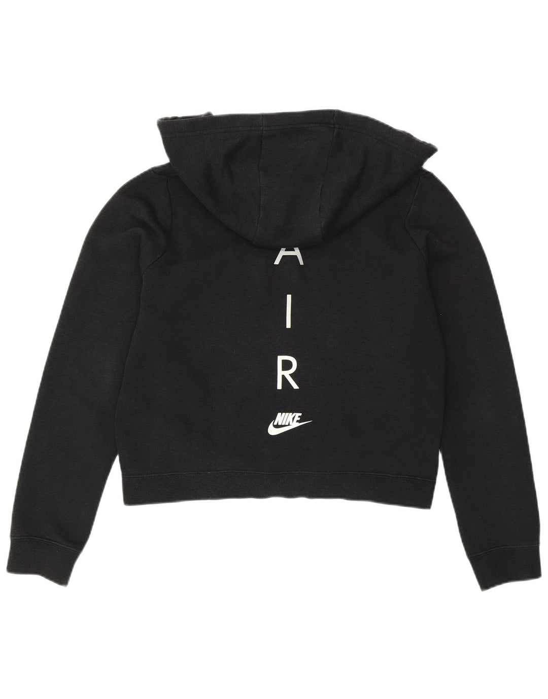 Felpa con cappuccio e zip corta oversize da donna Nike UK 10 piccola in cotone nero