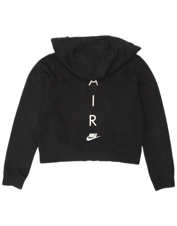 Felpa con cappuccio e zip corta oversize da donna Nike UK 10 piccola in cotone nero