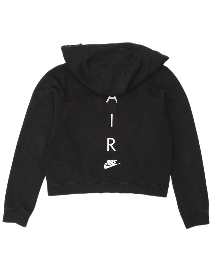 Felpa con cappuccio e zip corta oversize da donna Nike UK 10 piccola in cotone nero