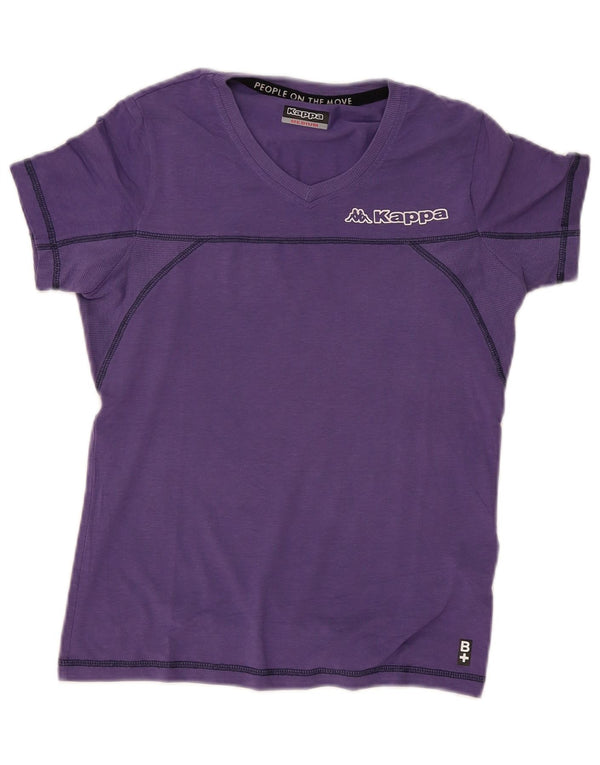 T-shirt grafica da donna Kappa Top UK 12 cotone viola medio