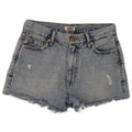 Pantaloncini di jeans invecchiati a vita alta da donna Tommy Hilfiger W28 Blu medio