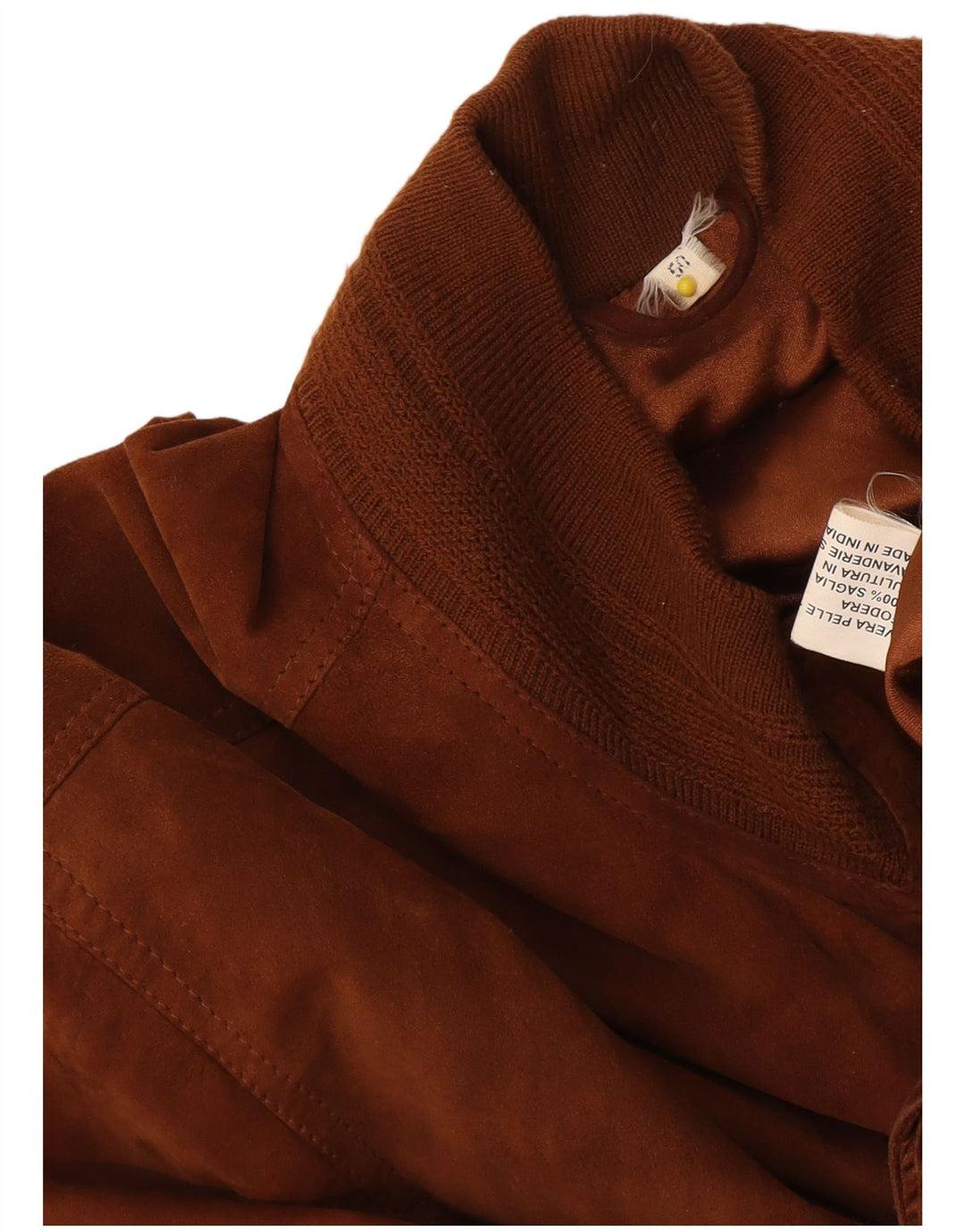 Giubbotto bomber vintage in pelle scamosciata da uomo IT 50 grande in pelle marrone