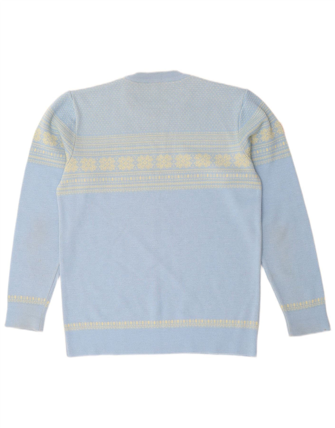 PULL DOLOMITEN Mens Crew Neck Jumper Sweater IT 50 Medium Blue Fair Isle