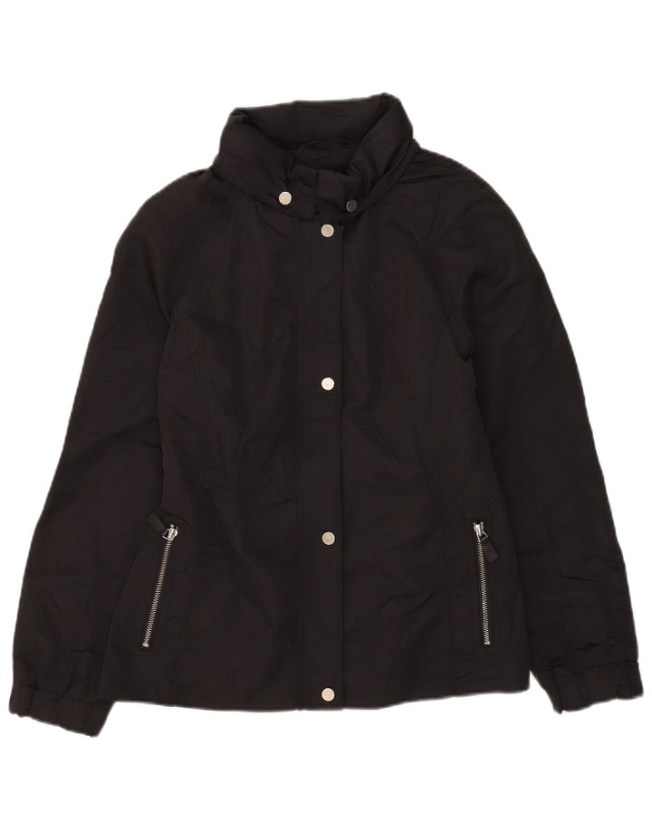 Giacca a vento con cappuccio da donna Massimo Dutti UK 14 poliestere nero medio