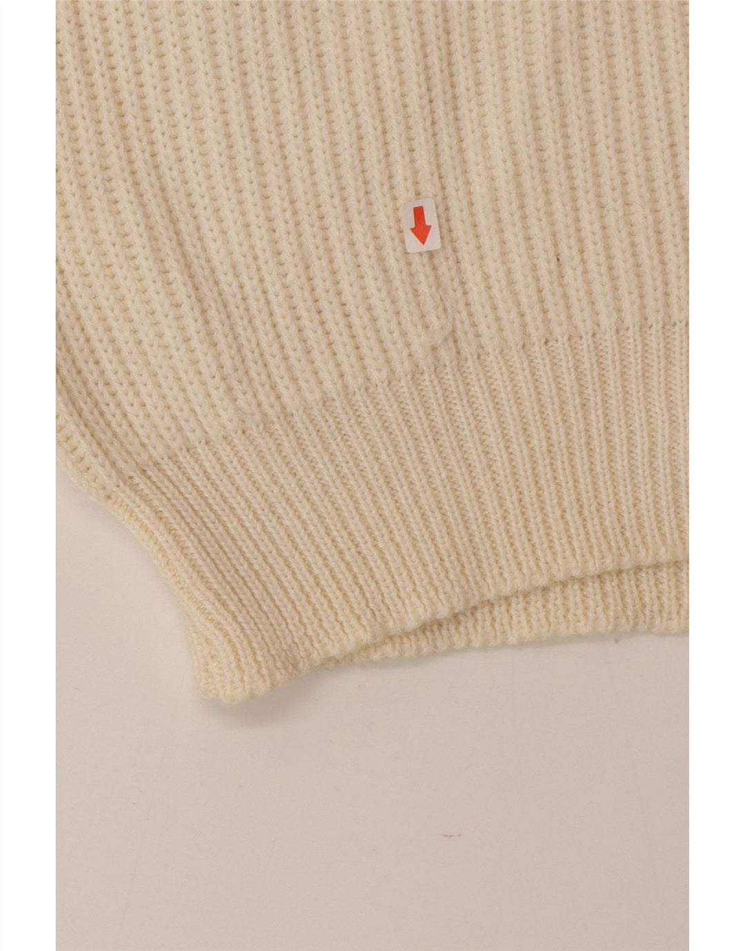 Maglione girocollo da uomo vintage in lana color block beige grande