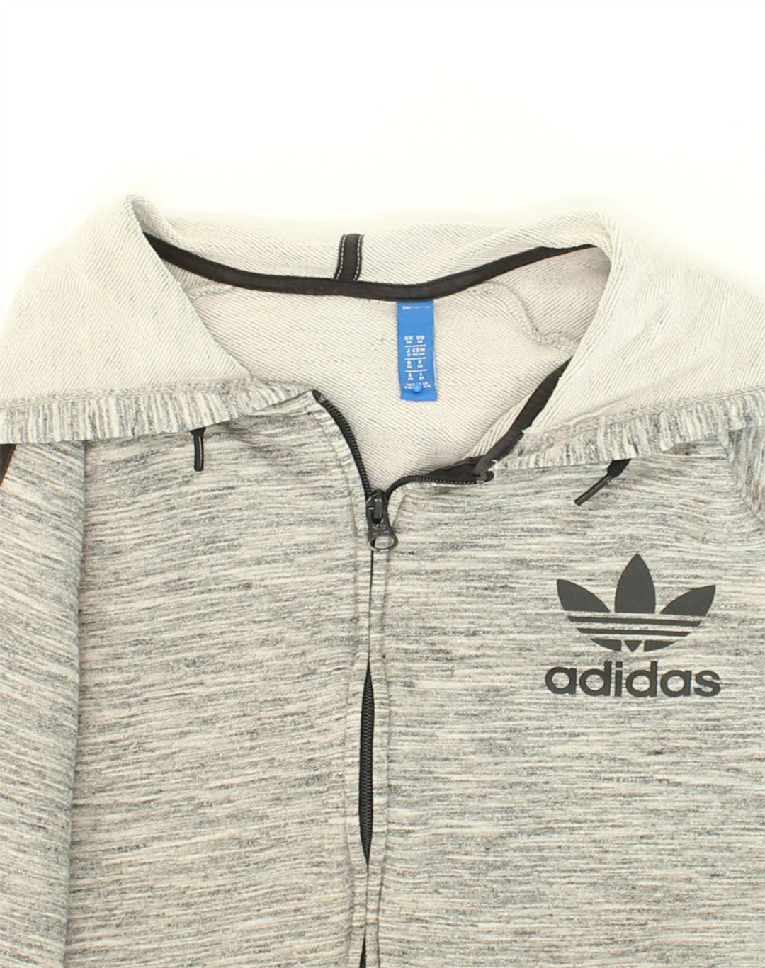Maglione con cappuccio e zip da uomo ADIDAS in cotone grigio medio