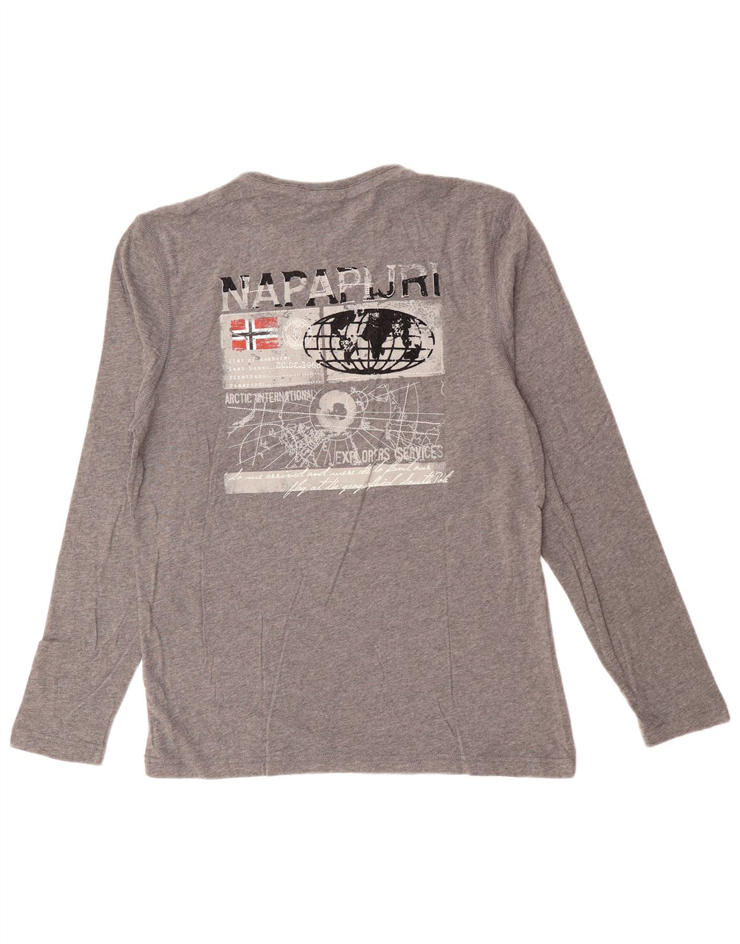 NAPAPIJRI Top grafico da uomo a maniche lunghe grigio medio