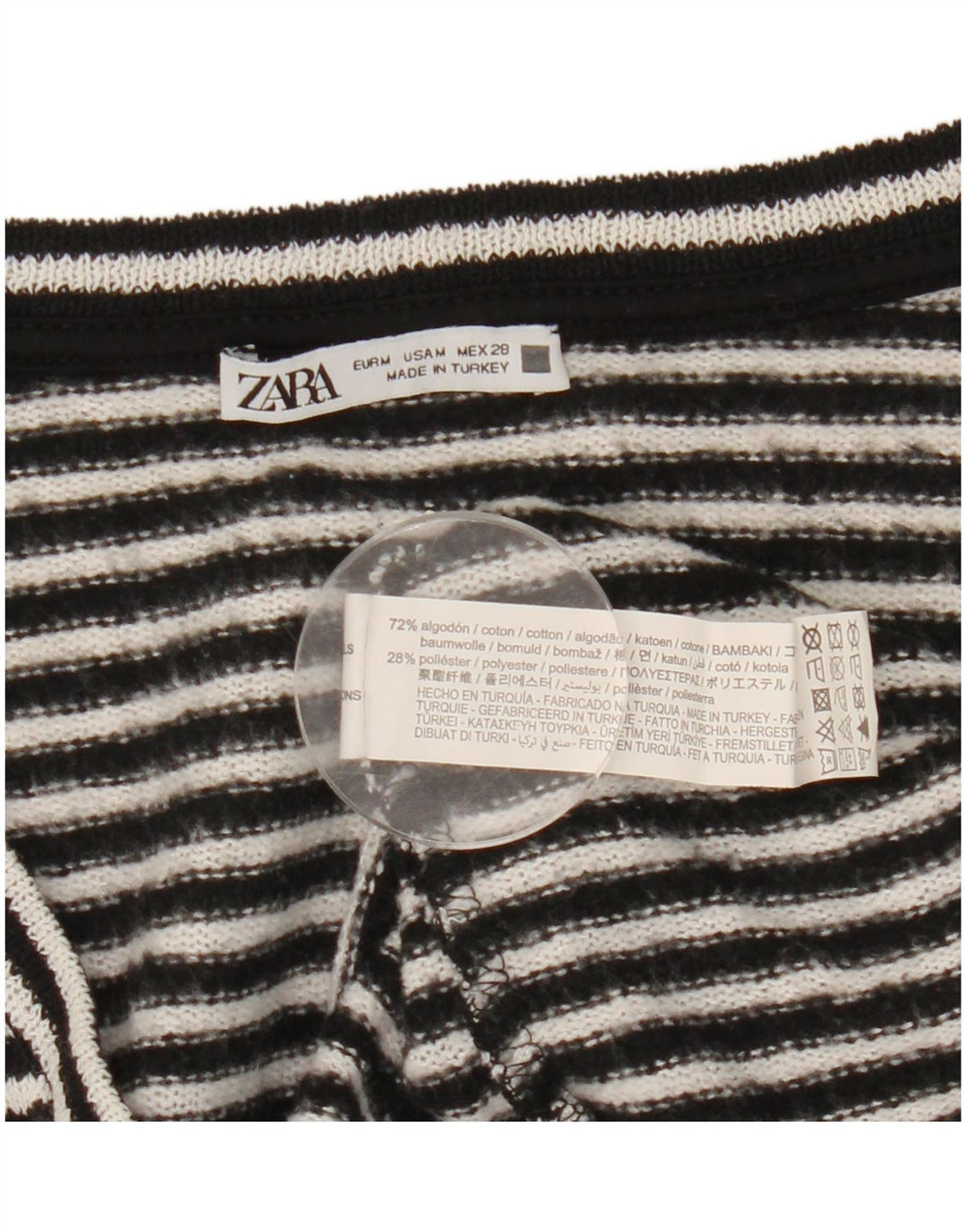 Top Zara da donna a maniche lunghe UK 14 cotone a righe nere medie