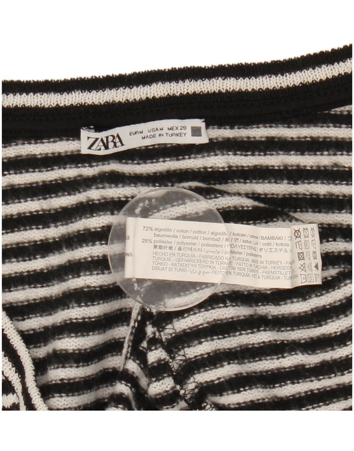 Top Zara da donna a maniche lunghe UK 14 cotone a righe nere medie