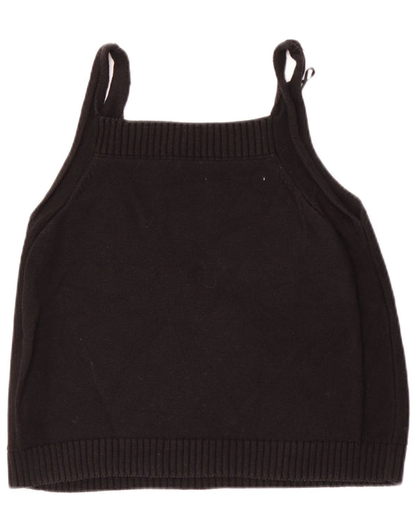 The White Company Top da donna in maglia corta con etichetta da donna UK 12 Cotone nero medio