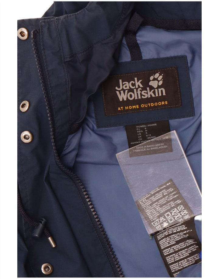 Giacca a vento con cappuccio da donna Jack Wolfskin UK 8/10 Small Blu Navy