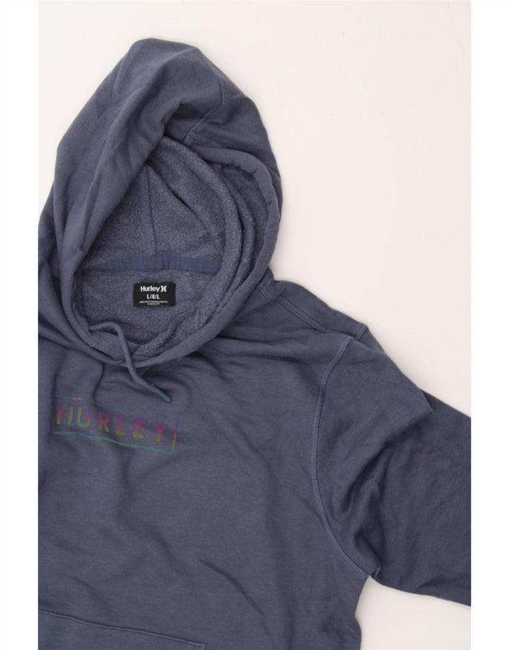 HURLEY Mens Graphic Hoodie Jumper Large Navy Blue Vintage Hurley and Second-Hand Hurley from Messina Hembry 
