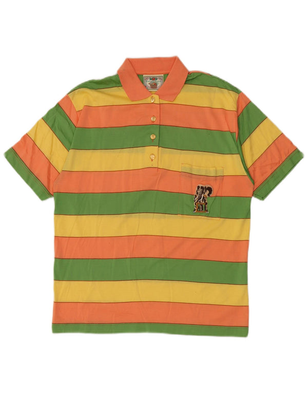 Polo Vintage da Donna IT 46 Large in Cotone a Righe Verdi