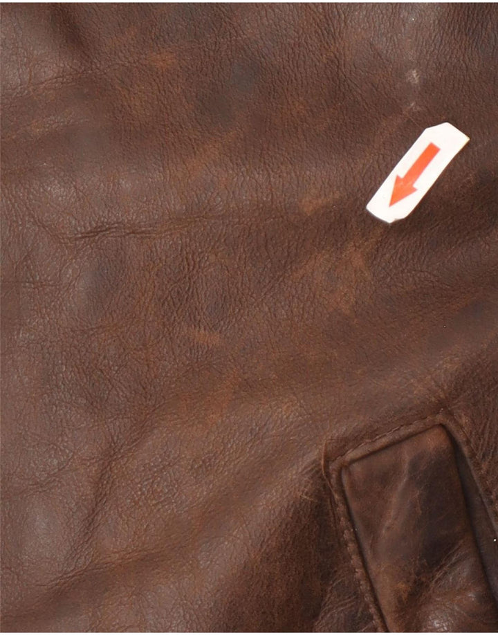 Giacca in pelle vintage da uomo UK 44 2XL Marrone