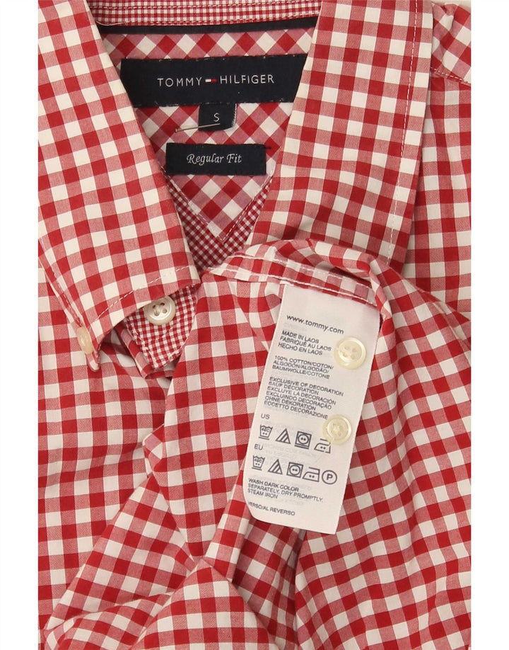 Camicia da uomo Regular Fit Tommy Hilfiger piccola in cotone a quadretti rossi