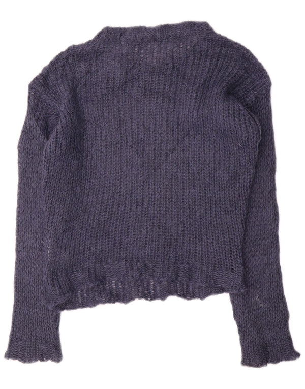 Maglione da donna Trussardi corto con scollo a barca UK 10 piccolo blu navy
