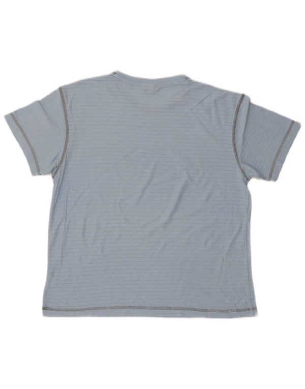 T-shirt grafica ASICS da donna Top UK 14 cotone gessato blu medio