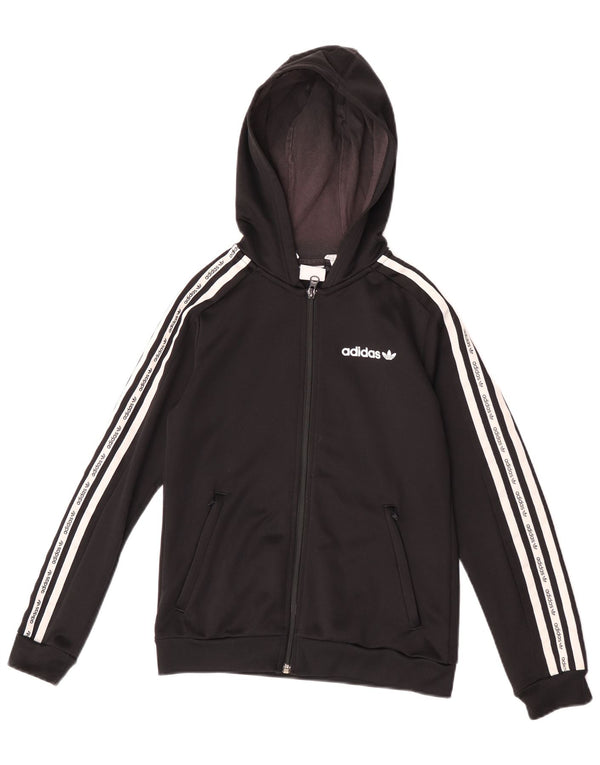 Felpa con cappuccio con zip grafica Adidas da ragazzo 11-12 anni Sport in poliestere nero