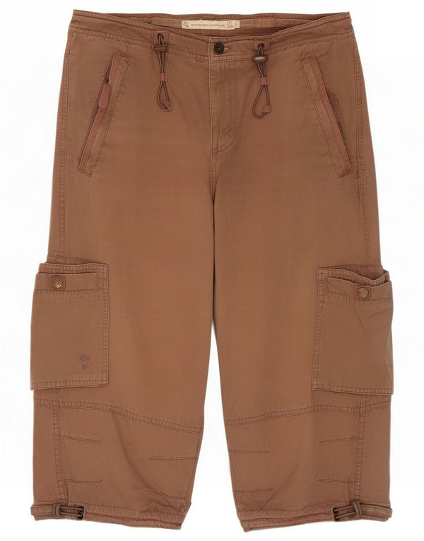 Fat Face Womens Cargo Capri Trousers UK 14 Large W34 L20 Brown Cotton
