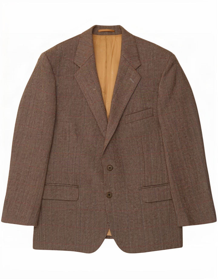 Giacca blazer da uomo a 2 bottoni Magee UK 46 3XL Lana nuova a spina di pesce grigia