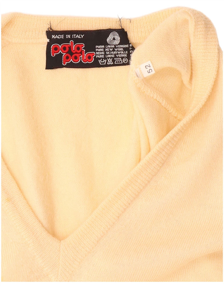 POLO Canotta da uomo con scollo a V IT 52 Large Giallo Lana Vergine