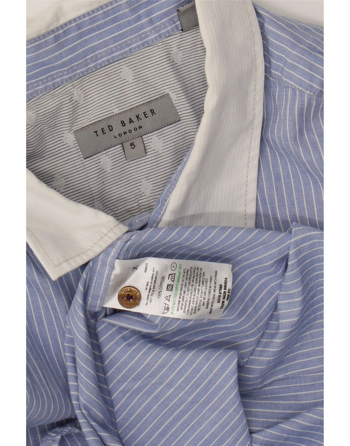 Camicia da uomo Ted Baker taglia 5 XL cotone gessato blu