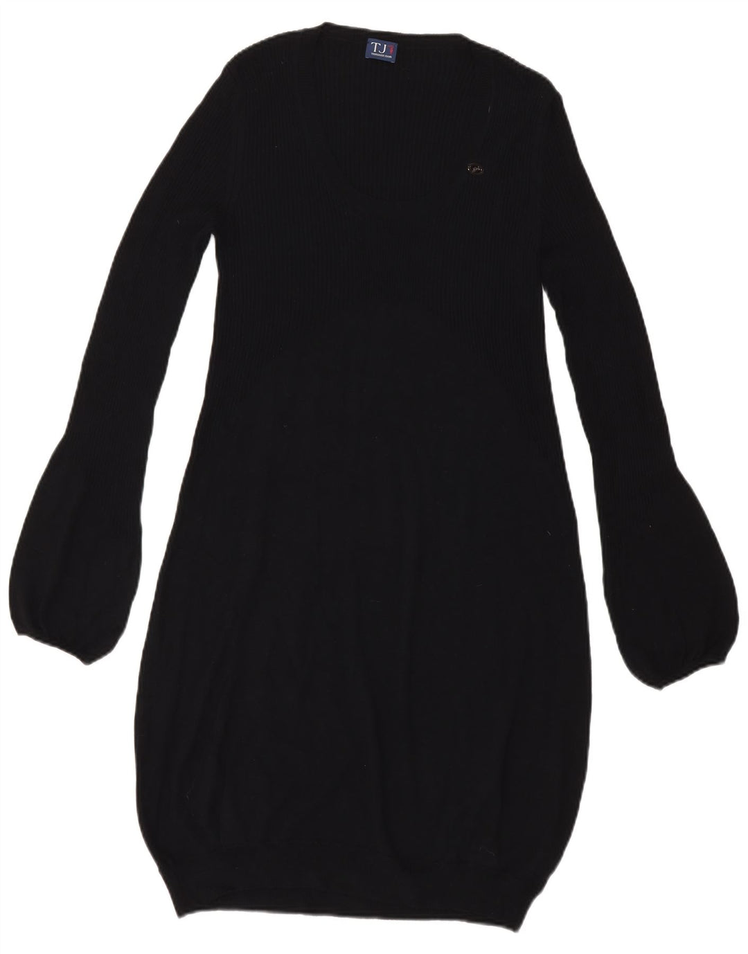 Abito Trussardi da donna a maniche lunghe a palloncino UK 14 Large in viscosa nera