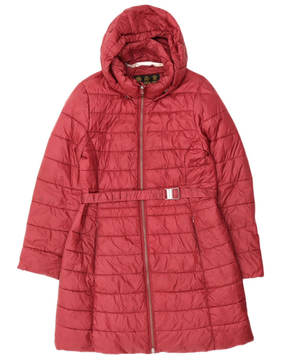 Cappotto imbottito con cappuccio da donna Barbour UK 14 grande bordeaux in poliammide