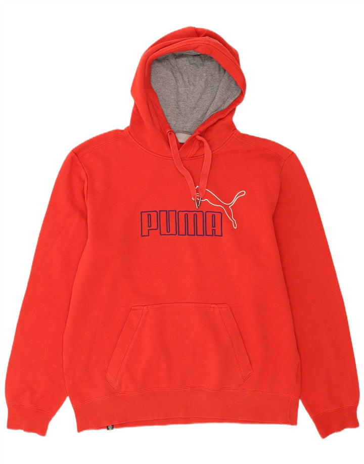 Felpa con cappuccio grafica da uomo Puma Large in cotone rosso