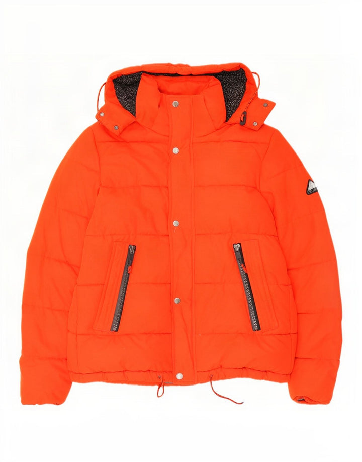 Giacca imbottita con cappuccio da uomo Superdry UK 38 Poliestere arancione medio