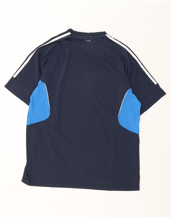 T-shirt Adidas Climalite da uomo, media, in cotone color block blu navy