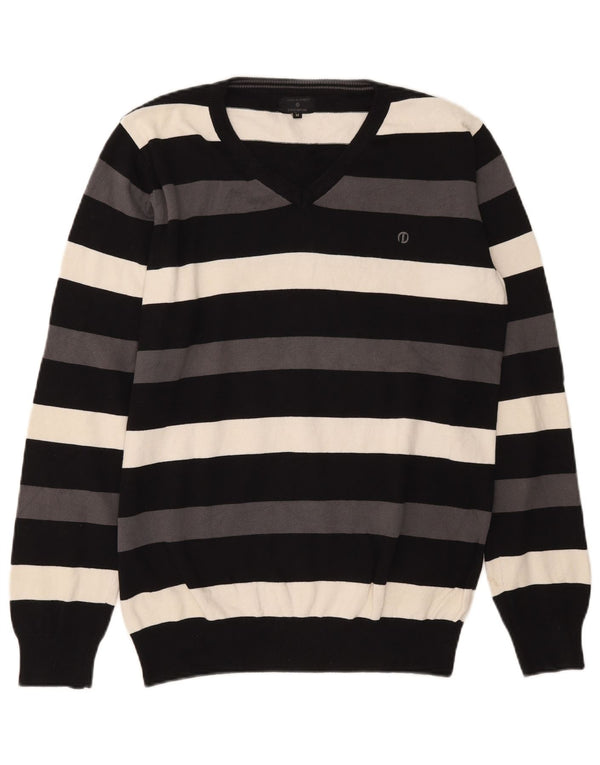 Jack & Jones Maglione da uomo con scollo a V a righe nere medie