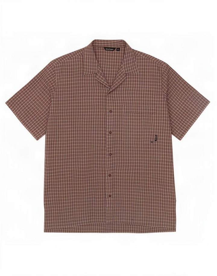 Camicia a maniche corte da uomo Rohan Poliestere a quadri marrone medio