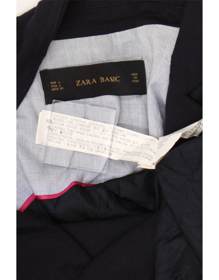 Giacca blazer a 1 bottone da donna Zara UK 14 grande in viscosa blu navy
