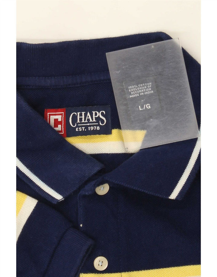 Polo da uomo Chaps grande in cotone a righe blu navy