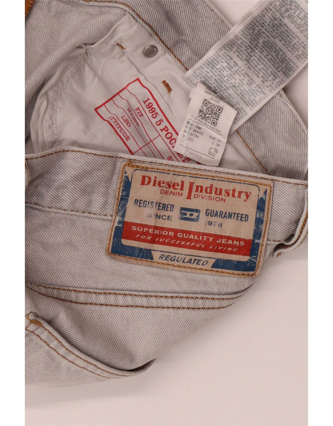 Jeans dritti da uomo Diesel W31 L30 cotone grigio