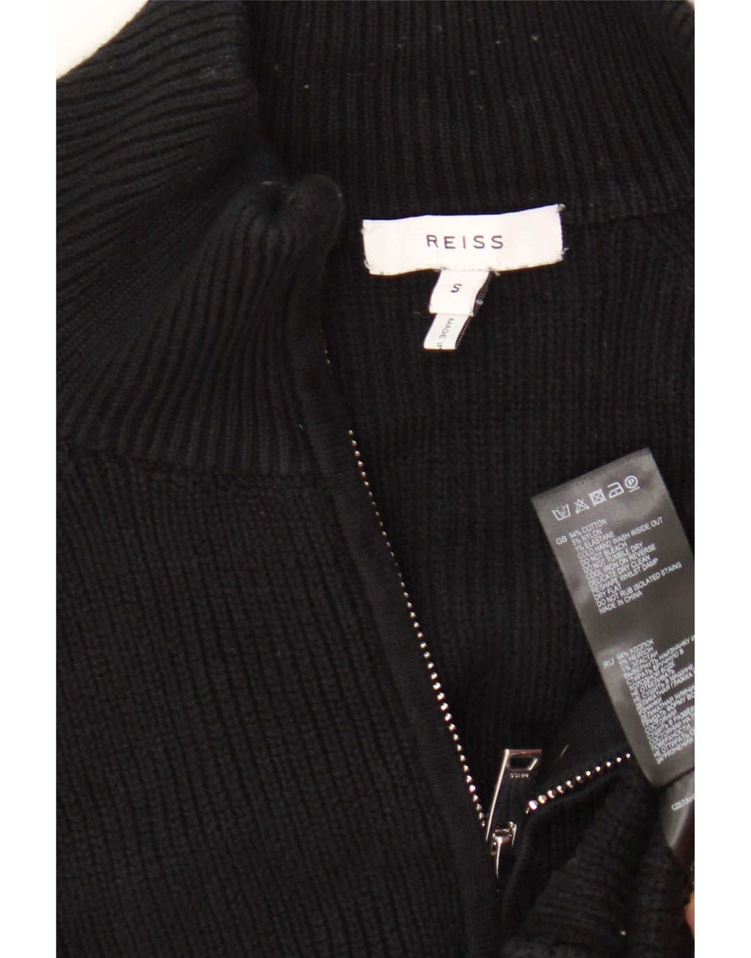 Maglione cardigan da uomo Reiss piccolo in cotone nero