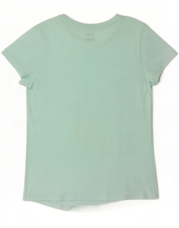 Puma T-shirt grafica da donna Top UK 12 Medium Turchese Cotone