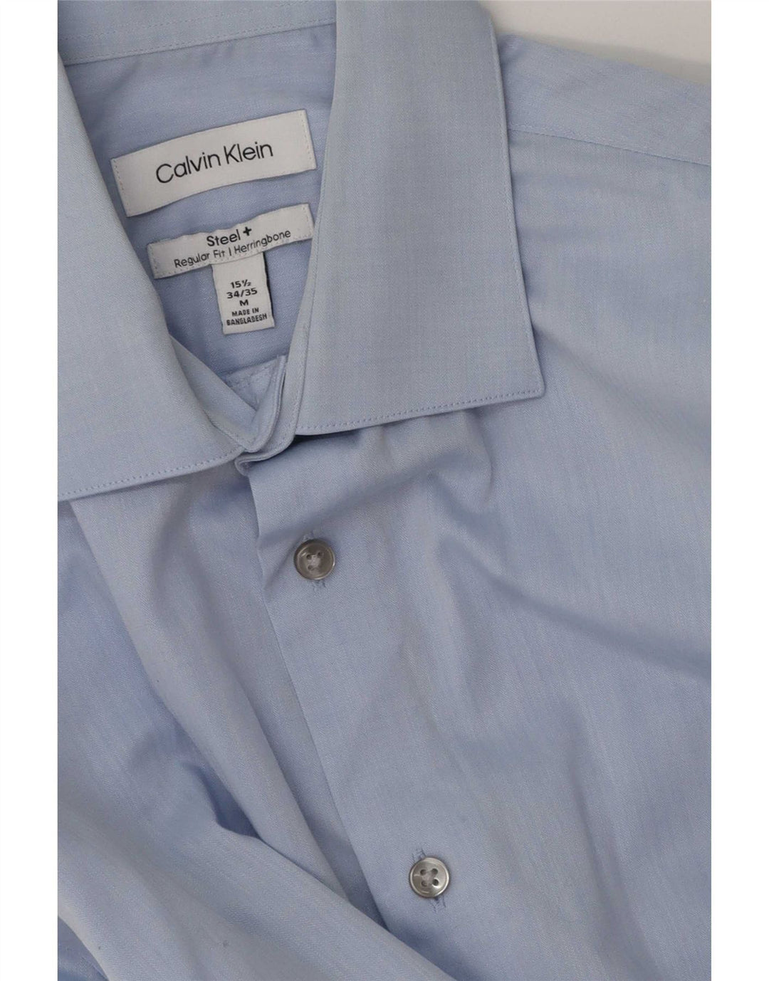 Camicia da uomo Regular Fit Calvin Klein taglia 15 1/2 blu medio a spina di pesce