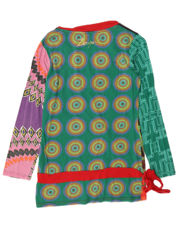 Desigual Womens Graphic Top manica lunga UK 14 Large multicolore geometrico