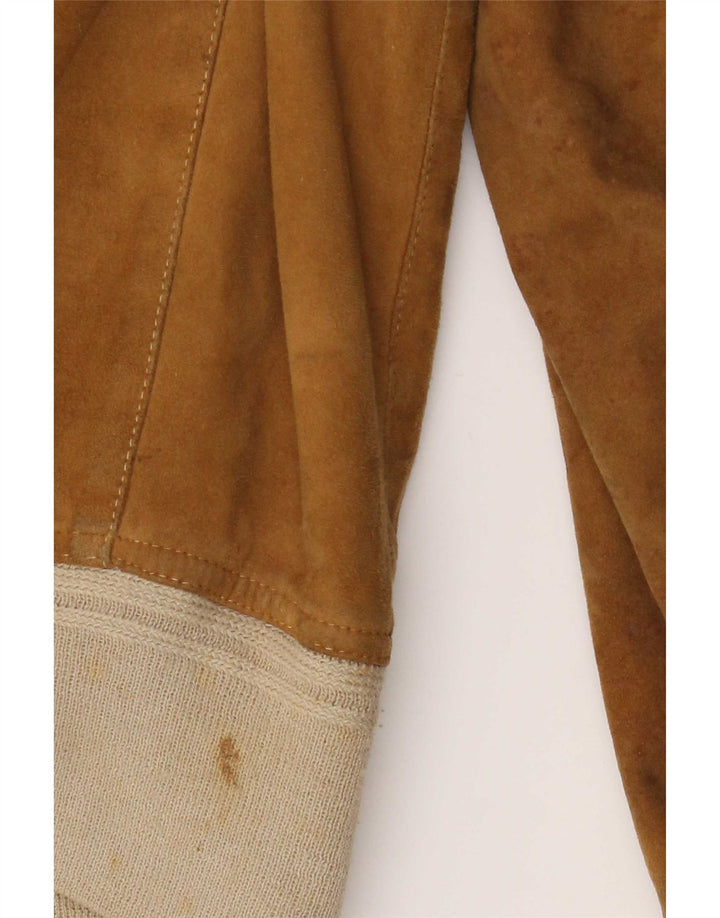 Giubbotto bomber vintage in pelle scamosciata da uomo IT 52 XL in pelle beige