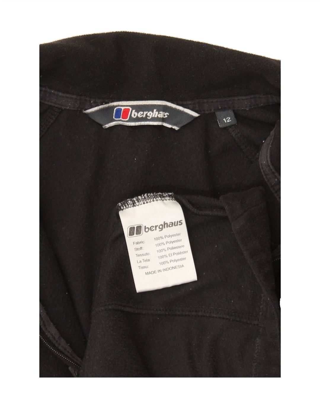 BERGHAUS Womens Zip Neck Fleece Jumper UK 12 Medium  Black Polyester Vintage Berghaus and Second-Hand Berghaus from Messina Hembry 