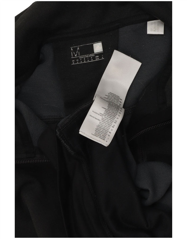 Maglione con cappuccio e zip Adidas da uomo in poliestere nero medio
