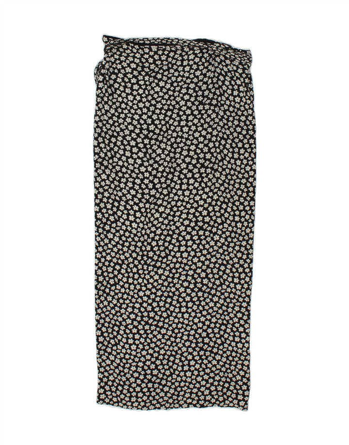 ONYX Womens Maxi Wrap Skirt W28 Medium Black Floral Vintage Onyx and Second-Hand Onyx from Messina Hembry 