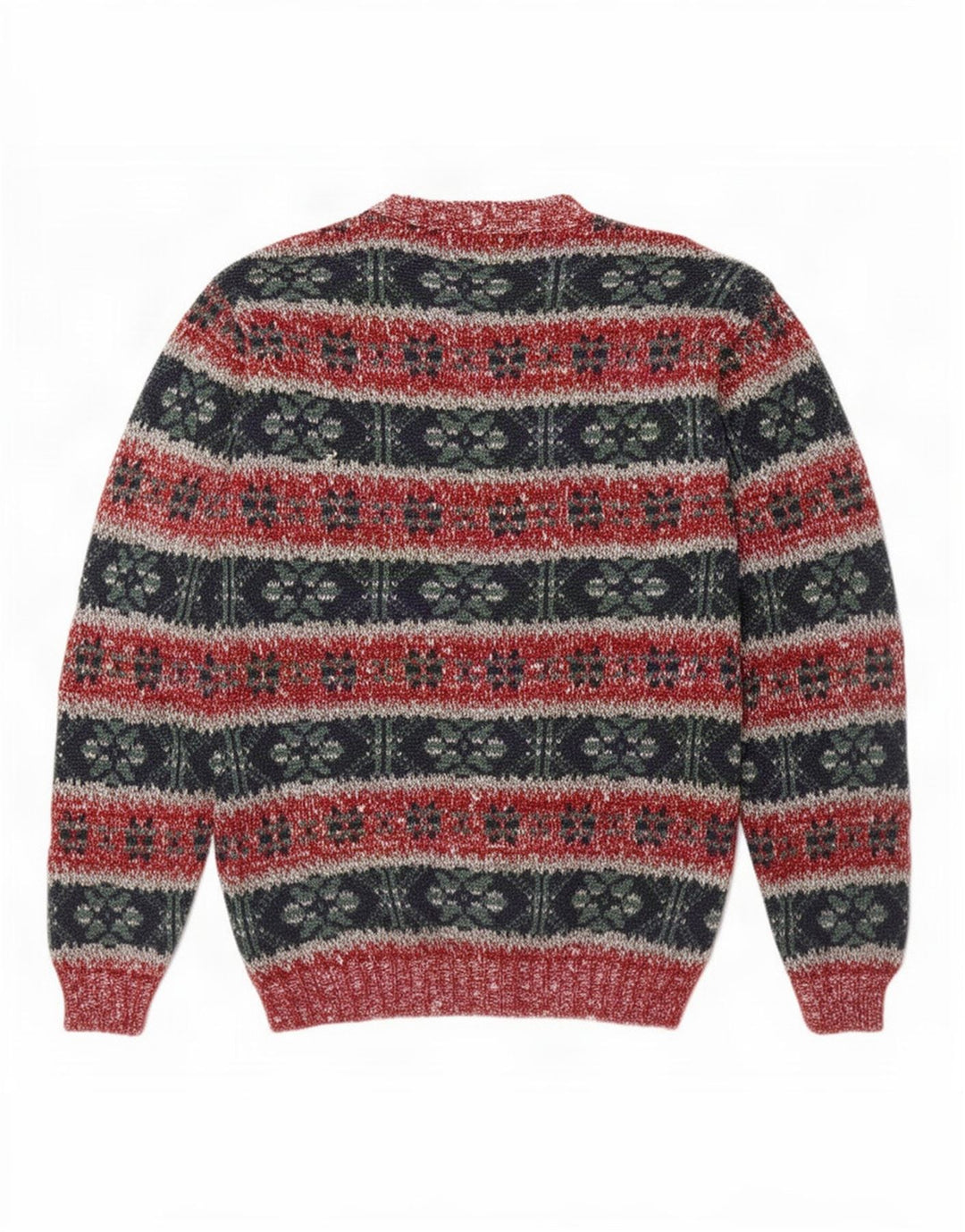 Maglione girocollo da uomo vintage in lana Fair Isle multicolore medio